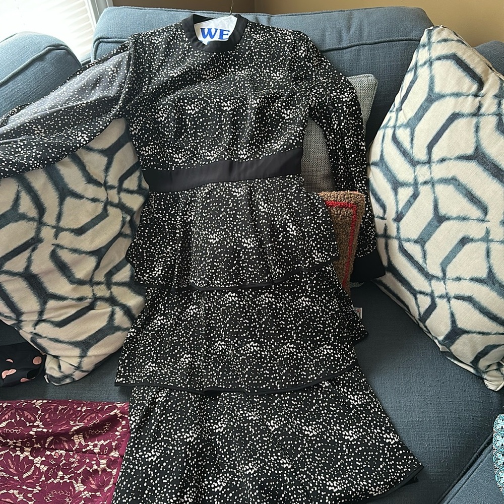 Mikael Aghal Black & White Layered Dress